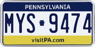 PA license plate MYS9474
