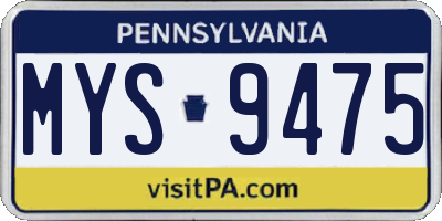 PA license plate MYS9475