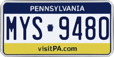 PA license plate MYS9480