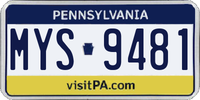 PA license plate MYS9481