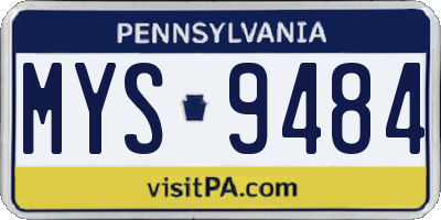 PA license plate MYS9484