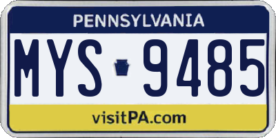 PA license plate MYS9485