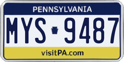 PA license plate MYS9487