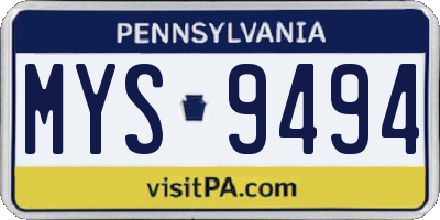 PA license plate MYS9494