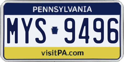 PA license plate MYS9496