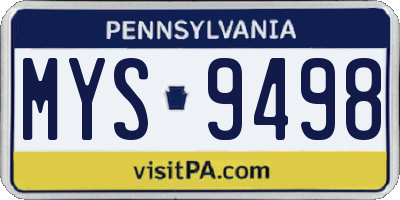 PA license plate MYS9498