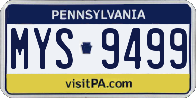 PA license plate MYS9499