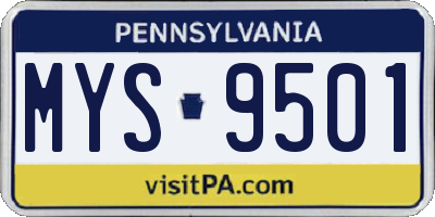 PA license plate MYS9501