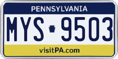 PA license plate MYS9503