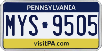 PA license plate MYS9505