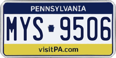 PA license plate MYS9506