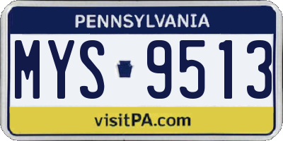 PA license plate MYS9513