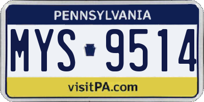 PA license plate MYS9514
