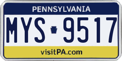PA license plate MYS9517