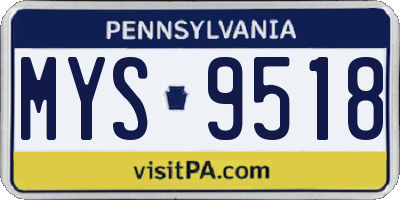PA license plate MYS9518