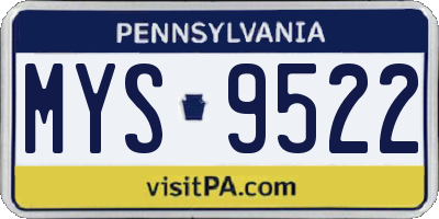 PA license plate MYS9522