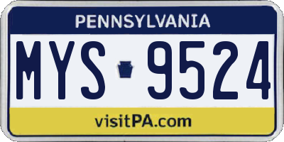 PA license plate MYS9524