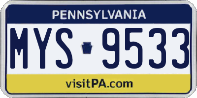 PA license plate MYS9533