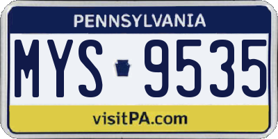 PA license plate MYS9535