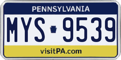 PA license plate MYS9539