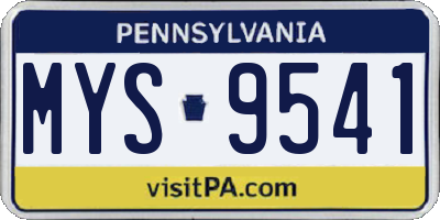 PA license plate MYS9541