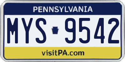 PA license plate MYS9542