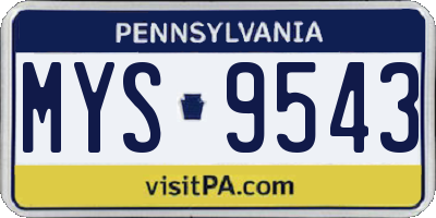 PA license plate MYS9543