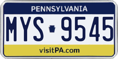 PA license plate MYS9545