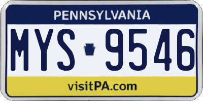 PA license plate MYS9546