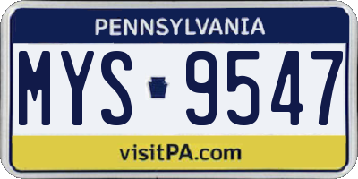 PA license plate MYS9547