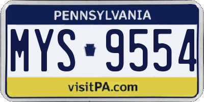 PA license plate MYS9554