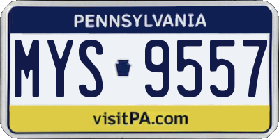PA license plate MYS9557