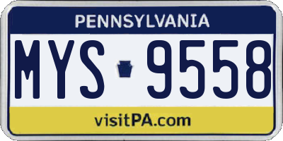 PA license plate MYS9558
