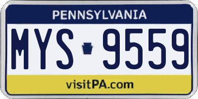 PA license plate MYS9559