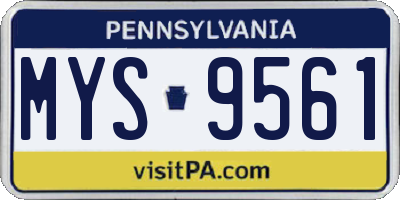 PA license plate MYS9561