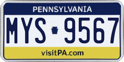 PA license plate MYS9567