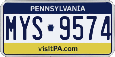 PA license plate MYS9574