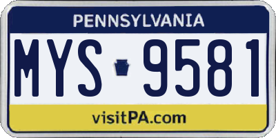 PA license plate MYS9581
