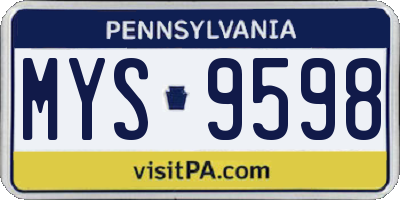 PA license plate MYS9598