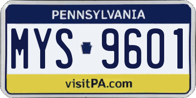 PA license plate MYS9601