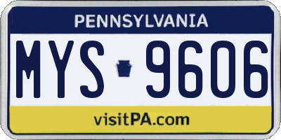 PA license plate MYS9606