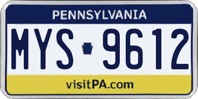 PA license plate MYS9612