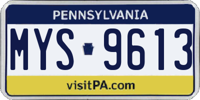 PA license plate MYS9613