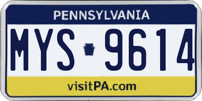PA license plate MYS9614