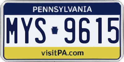PA license plate MYS9615