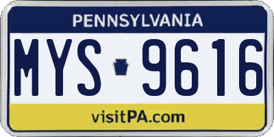 PA license plate MYS9616