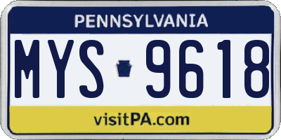 PA license plate MYS9618
