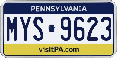 PA license plate MYS9623