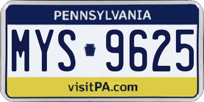 PA license plate MYS9625