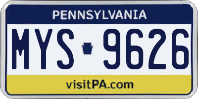PA license plate MYS9626